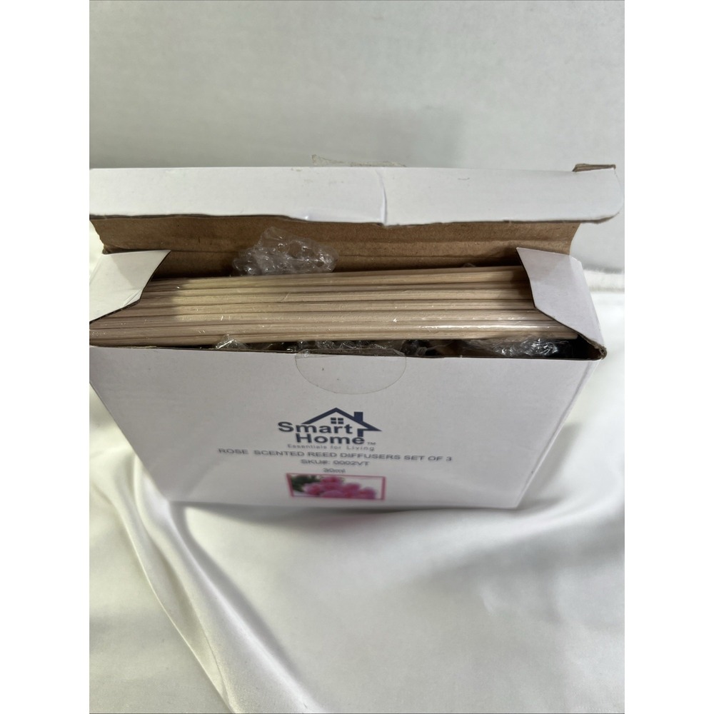 Smart Home Rose Scented Reed Diffuser Set Of 3 New In Box Aromatherapy 30 mL - Picture 2 of 3